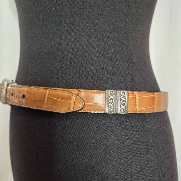 Brighton 3-Way Reversible Tan & Black Croc Embossed Leather Belt - Size 34 / L - Picture 4 of 16